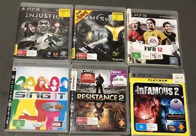 $19.99 • Buy Lot Of 6 PS3 Games Injustice, Time Shift, Resistance 2, Infamous 2, Sing It/FIFA