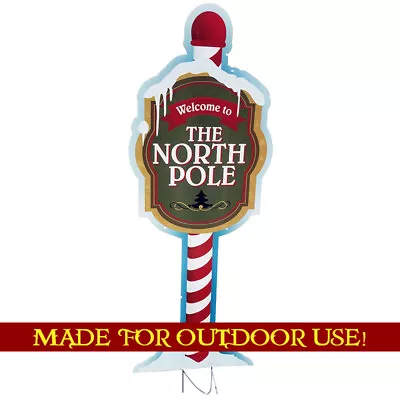 WELCOME TO THE NORTH POLE Plastic Outdoor YARD SIGN Weather Resistant Christmas • $48.95