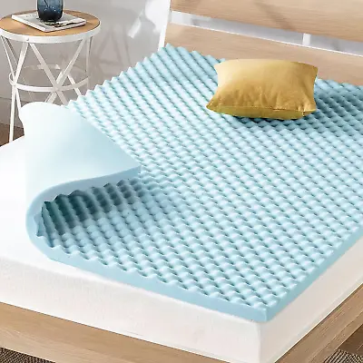 2 Inch Egg Crate Memory Foam Cooling Gel Infusion Twin Mattress Topper Blue ( • $42.14