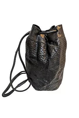 Montserat De Lucca Black Leather Boho Hobo Bag Purse • $26.64