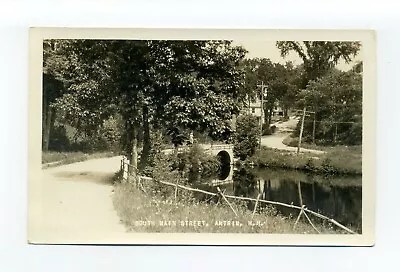 Antrim NH RPPC Photo Postcard South Main Street Person Stone Arch Bridge • $10