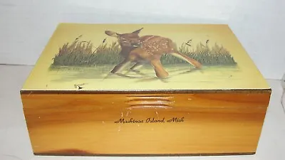 Mackinac Island Mich. Souvenir Cedar Box - Fawn Decor • $14.99