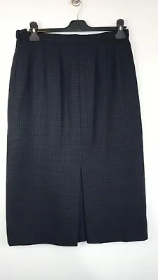 £35 • Buy Vintage Burberry Wool A Line Pleat Long Skirt Blue Houndstooth Check UK 12 VGC