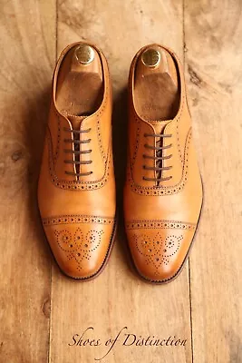 Loake Somerton Tan Leather Oxford Brogue Shoes Men's UK 7 US 8 EU 41 • £49