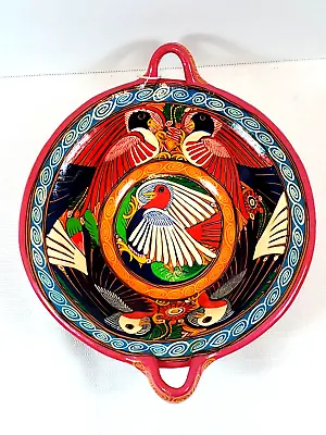 $19.98 • Buy Terracotta Festive Folk Art Pottery Bow Acapulco Mexico L Hand Painted Birds