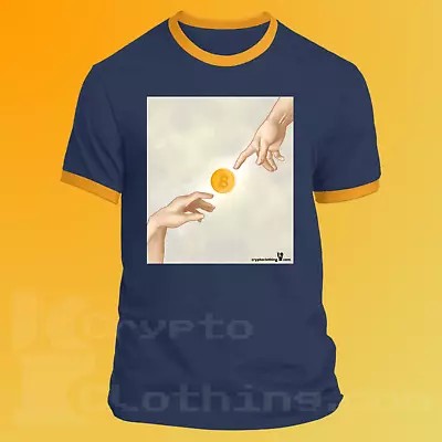 Bitcoin BTC Crypto Navy/Gold T-Shirt UPC415 • $14.99