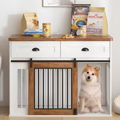 Furniture Style Dog Cage Wooden Dog Cage Double Door Side Cabinet Dog Crate • $272.99