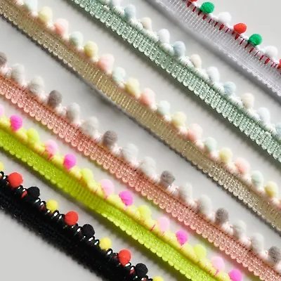 Small Pom Pom Edge Insert Braid Sewing Trim Tape - 6 Colours - Sold By The Metre • £1.69