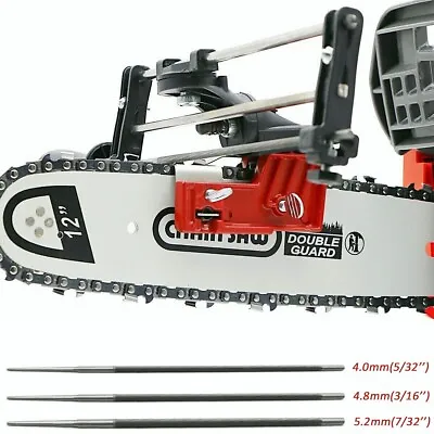 Manual Bar Mounted Chainsaw Chain Sharpener Saw Chain Filing Guide W/3 Size File • $23.99