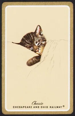 Vintage Playing Card CHESAPEAKE AND OHIO RAILWAY Picturing Chessie The Cat • $8.19