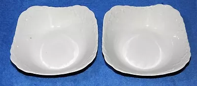 Vintage Two (2x) Large White Square Ceramic Cabbage-leaf Serving Dishes 21cm • £19.50