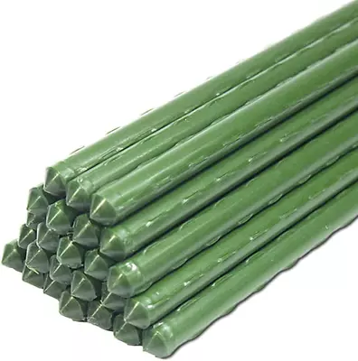 Sturdy Metal Garden Stakes 5 Ft Plastic Coated Steel Plant Sticks For TomatoesT • $69.63