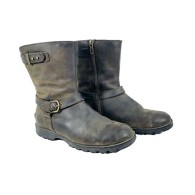 UGG Grandle Moto Boots Brown Leather Shearling Lined 1003579 Women’s Size 7 • $39.99