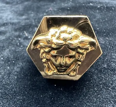 Authentic VERSACE Men’s Ring Medusa Hexagonal Gold Tone Size 17(US8)! • $199