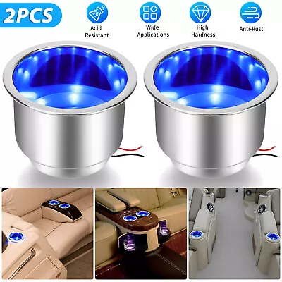 2PCS Stainless Steel Silver Car LED Cup Drink Holder Marine Boat Yacht Truck RV • $18.98