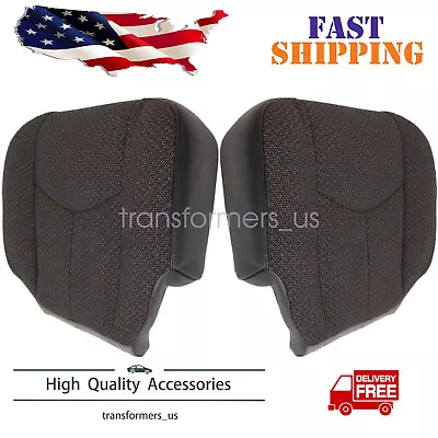 Driver & Passenger Bottom Cloth Seat Cover Dark Gray For 03-07 Chevy Silverado • $42.19