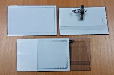 £1.99 • Buy 6 OFFICE CONFERENCE ID NAME BADGE HOLDER VISITOR PASS + COMBI CLIP PIN 90x55mm