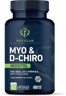 Premium Myo-Inositol & D-Chiro Inositol Capsules With Folic Acid For PCOS Vegan • £15.51