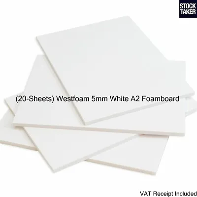 (20-Sheets) Westfoam 5mm White A2 Foamboard Backing Print Art (VAT Invoice) • £38.87