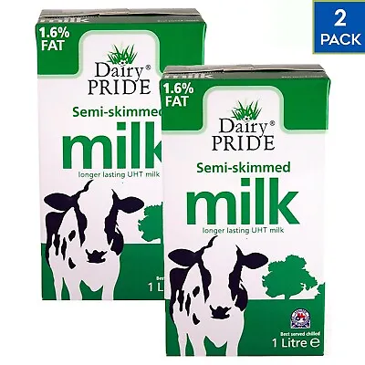 2 X 1 L Dairy Pride Long Life UHT Semi Skimmed 1.61% Low Fat Milk • £7.65
