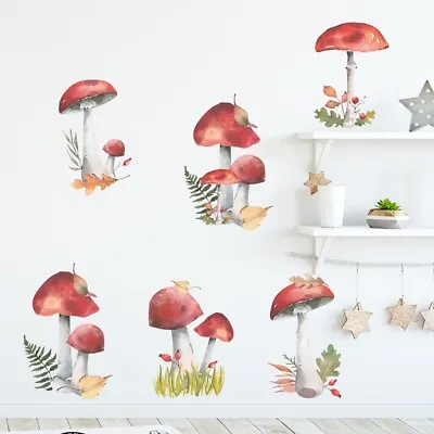 Fairy Forest Mushroom Plant Wall-Sticker Decal Kids Room Nursery Art Mural • £7.18