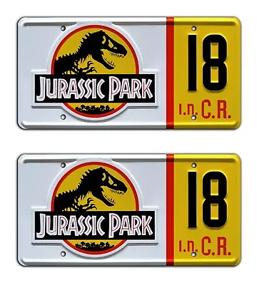 Jurassic Park | Jeep Wrangler | #18 | STAMPED Replica Prop License Plate Combo • $52.27