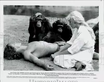 1981 Press Photo Bo Derek & Miles O'Keeffe In  Tarzan The Ape Man  - Srp19767 • $19.99