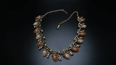 $75 • Buy Vintage CORO Acorn Harvest Dionysian Gold Tone Bib Statement Necklace 16 