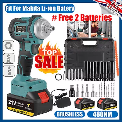For Makita 21V Cordless Impact Wrench Drill Gun Ratchet Driver+2xBattery 480NM • £54.99