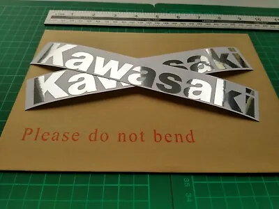 £5.75 • Buy  KAWASAKI LOGO Decals Polished Silver Vinyl Motorcycle Stickers 200x30mm 