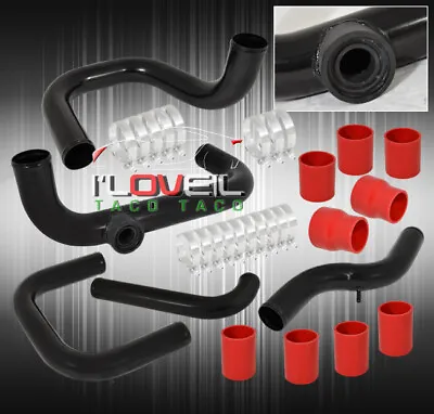 For 92-95 Civic Eg D15 Bolt On Black Turbo Piping Kit Rs BOV Flange Red Couplers • $134.99