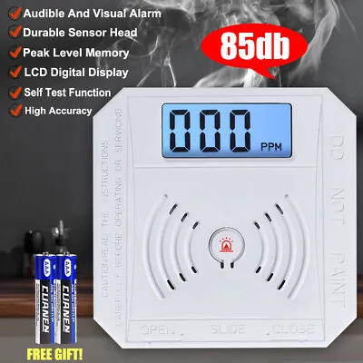 LED Indicator Carbon Sensor Battery Powered Monoxide Smoke Detector With Battery • £10.99