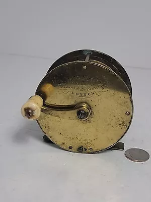 Early RARE C.1860 Brass Crank Wind Winch Reel 3 3/4  J Bernard & Son LONDON • $295