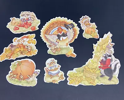 Vintage Hallmark Die Cut Thanksgiving Fall Paper Decorations Forest Friends 1985 • $13.99