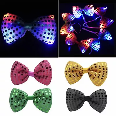 $13.29 • Buy Boys Bow Ties Mens Kids Childrens LED Light Up Satin Wedding Party Bowties 4 PCS