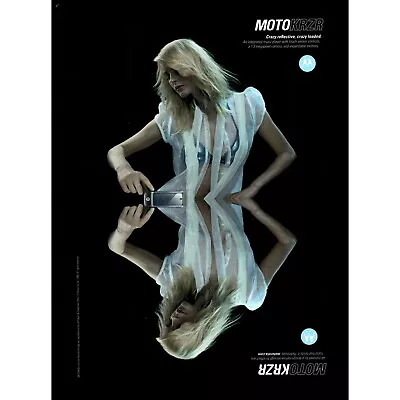 2007 Motorola Krzr Flip Cell Phone Vintage Print Ad Blonde Blue Bikini Wall Art • $10.97