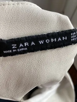 £16 • Buy ZARA Woman Ivory Cream Faux Leather PU Shift Dress - Size S 8