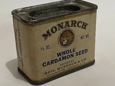 Vtg Monarch Lion Cardamom Seed Spice Tin Paper Label Chicago • $27.17