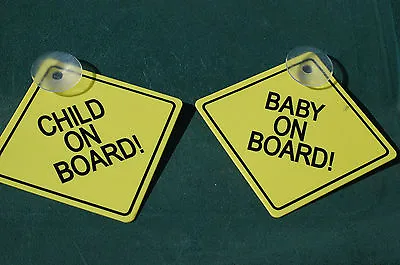 Baby On Board Or Child On Board Car Suction Signs With Suction Cup • £1.99