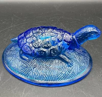 Vtg Smith Wright  Colonial Blue Glass Turtle Candy Dish Replacement LID ONLY • $27.99