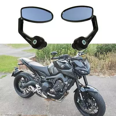 $37.66 • Buy For Yamaha MT07 MT09 Motorcycle 7/8  Handle Bar End Rearview Side Mirrors Black