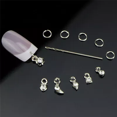 13PCS Metal Rhinestone Piercing Dangle Drill Nail Art Piercing Manicure T-i- Ny • £3.01