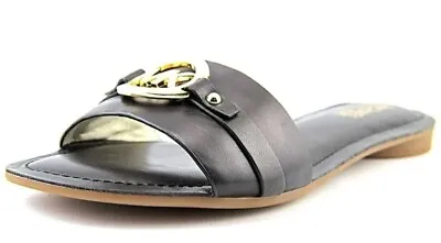 Michael Michael Kors MK Women’s Molly Black Leather Slide Sandal US 6.5 Women • $39.50