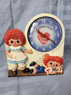 Working Raggedy Ann Andy Wind-Up Talking Alarm Clock Tics & Talks. • $68.99