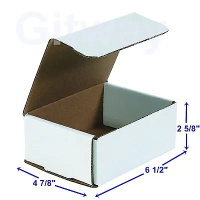 6 1/2 X 4 7/8 X 2 5/8  Small White Cardboard Packaging Mailing Shipping 50 Boxes • $37.58