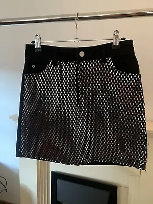£10 • Buy Topshop Silver Embellished Denim Mini Skirt Size 8 
