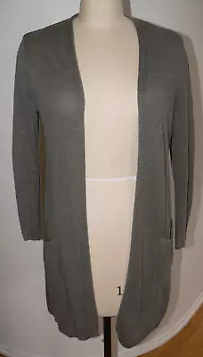 Women's J.Jill Size Medium 3/4 Sleeve Linen/Viscose Rayon Green/Gray Cardigan • $15.99