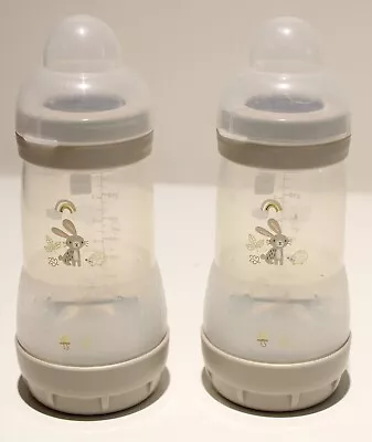 MAM Easy Start Anti-Colic Bottle 9oz 2pk Unisex Gray Bunnies *NO NIPPLES* • $15.50