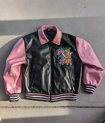 Vintage Disney Tinkerbell Pink Rare Leather Jacket Women's (Large) • $89.99