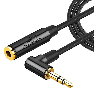 90 Degree AUX Cable 3.5mm Stereo Audio Male To Female For Headphone Phone Tablet • £6.50